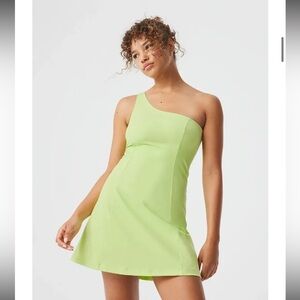 Outdoor Voices One Shoulder Dress in Honeydew